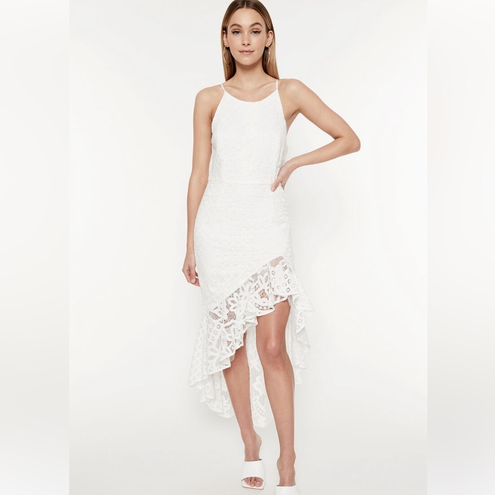 White Bardot lace dress